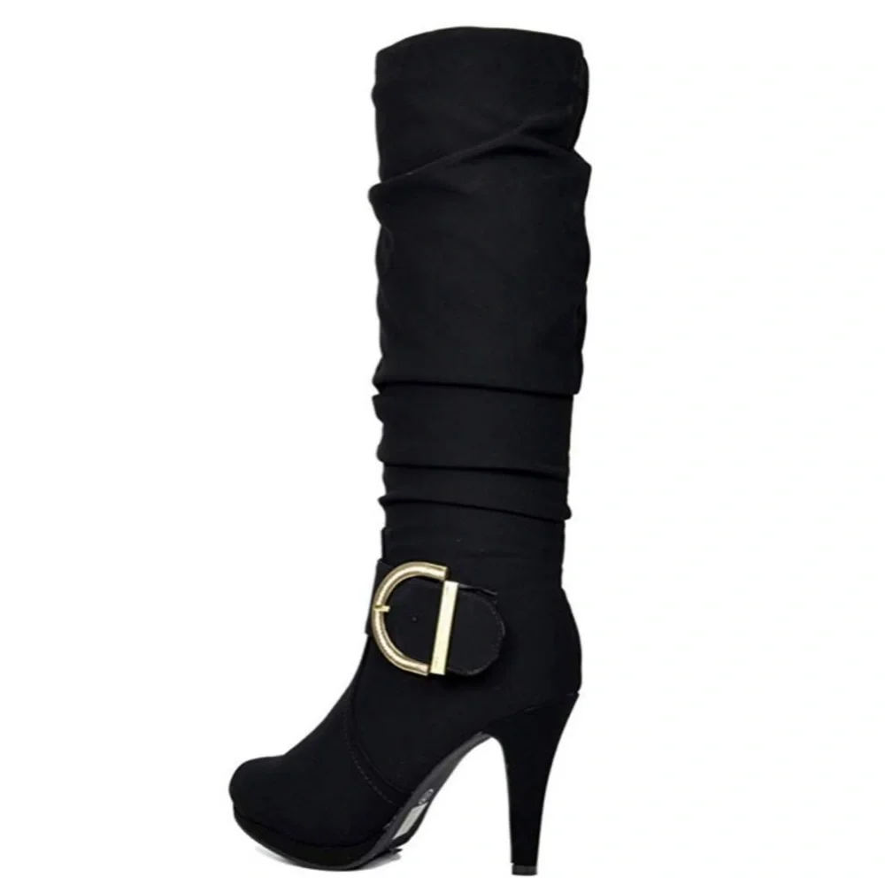 High Heel Winter Fashion Boots Worn One Time - Picture 3 of 5
